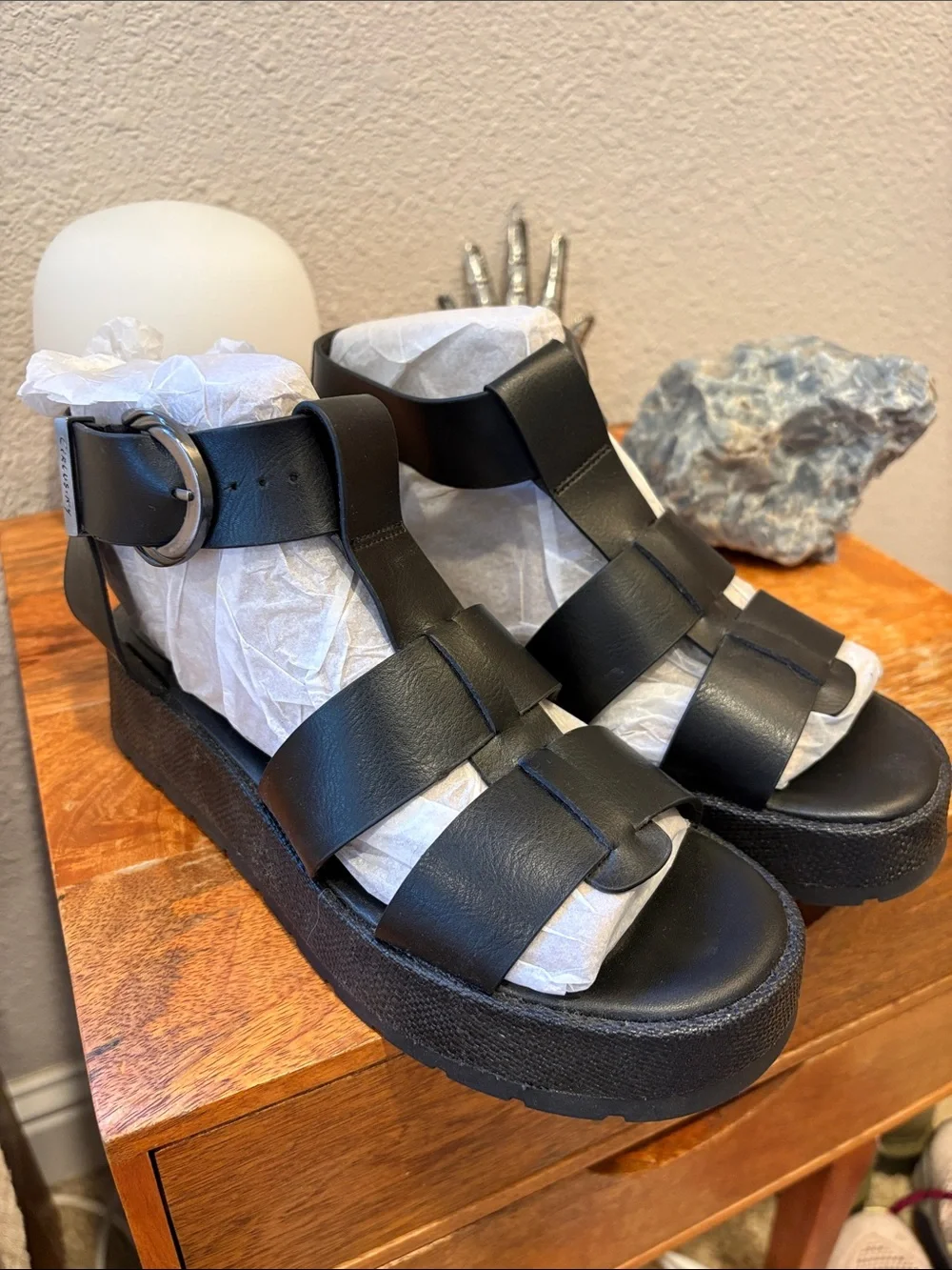 Sam Edelman circus NY Katy Platform Fisherman black Sandals 7.5 women’s